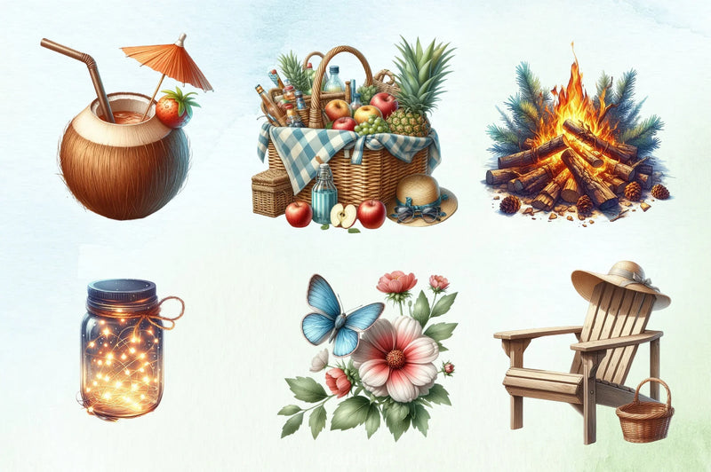 Cozy Summer Clipart Bundle 2 - CraftNest - Digital Crafting and Art