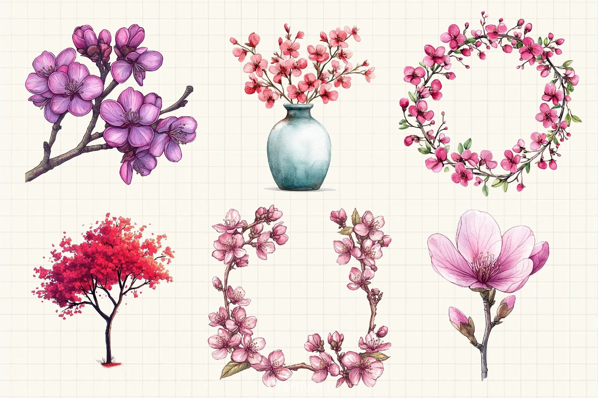 Spring Redbud Flower Clipart Bundle 4 - CraftNest - Digital Crafting and Art