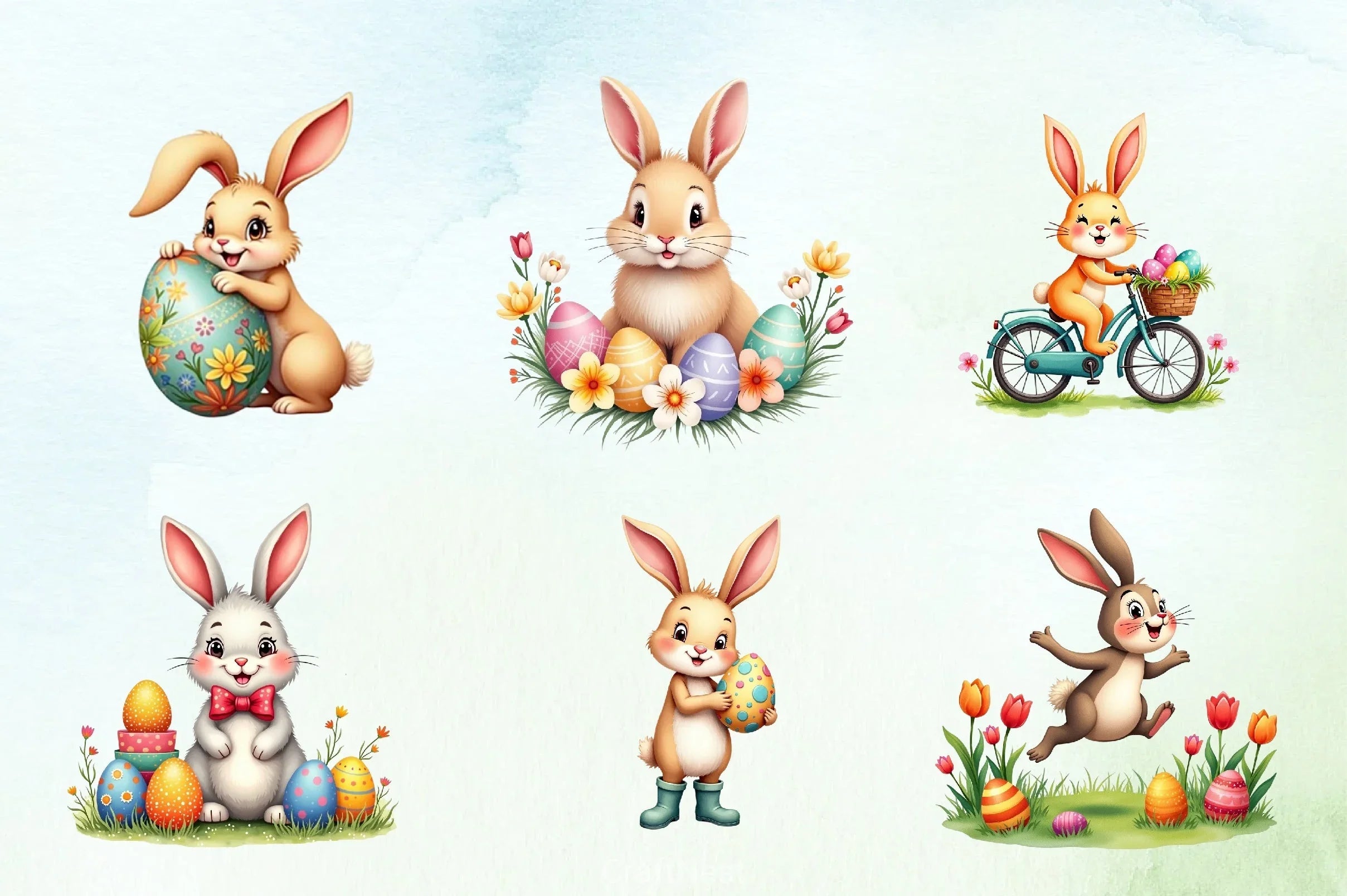 Cute Easter Rabbit Clipart Bundle 1 - CraftNest - Digital Crafting and Art