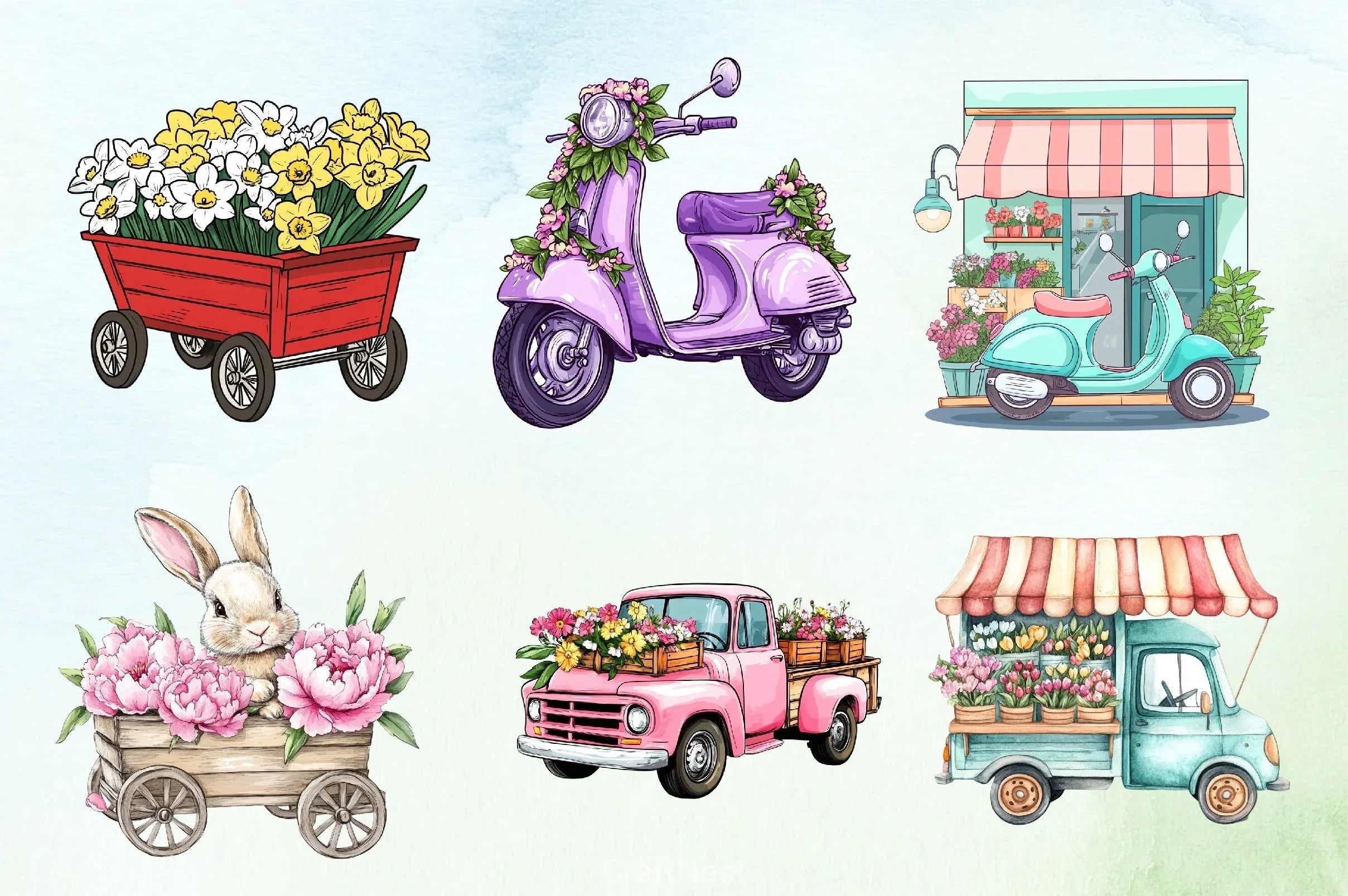 Transportation Spring Clipart Bundle - CraftNest - Digital Crafting and Art