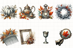 Silver Vintage Autumn Clipart Bundle - CraftNest - Digital Crafting and Art