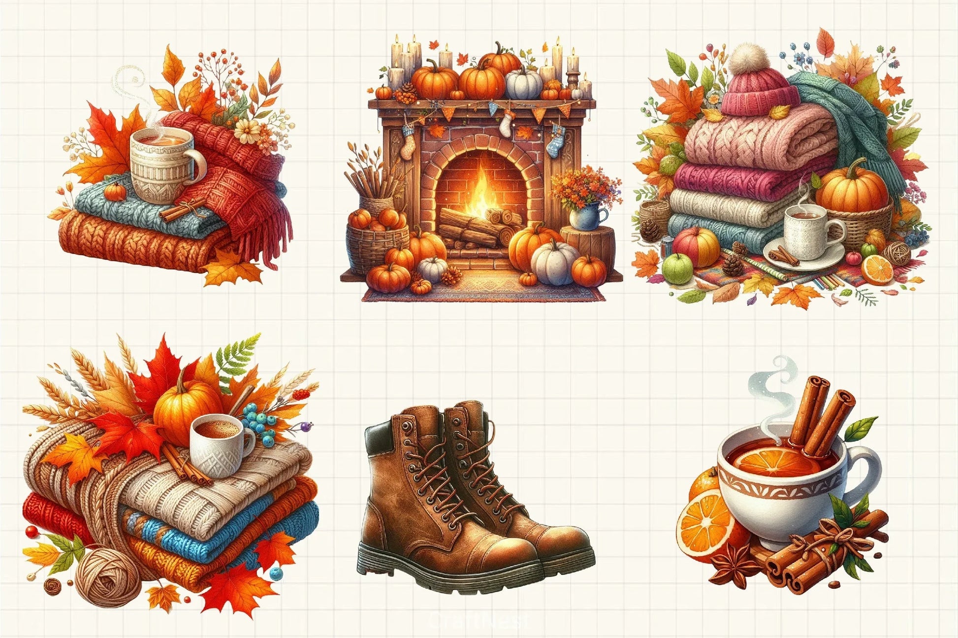Cozy Autumn Vibes Clipart Bundle - CraftNest - Digital Crafting and Art