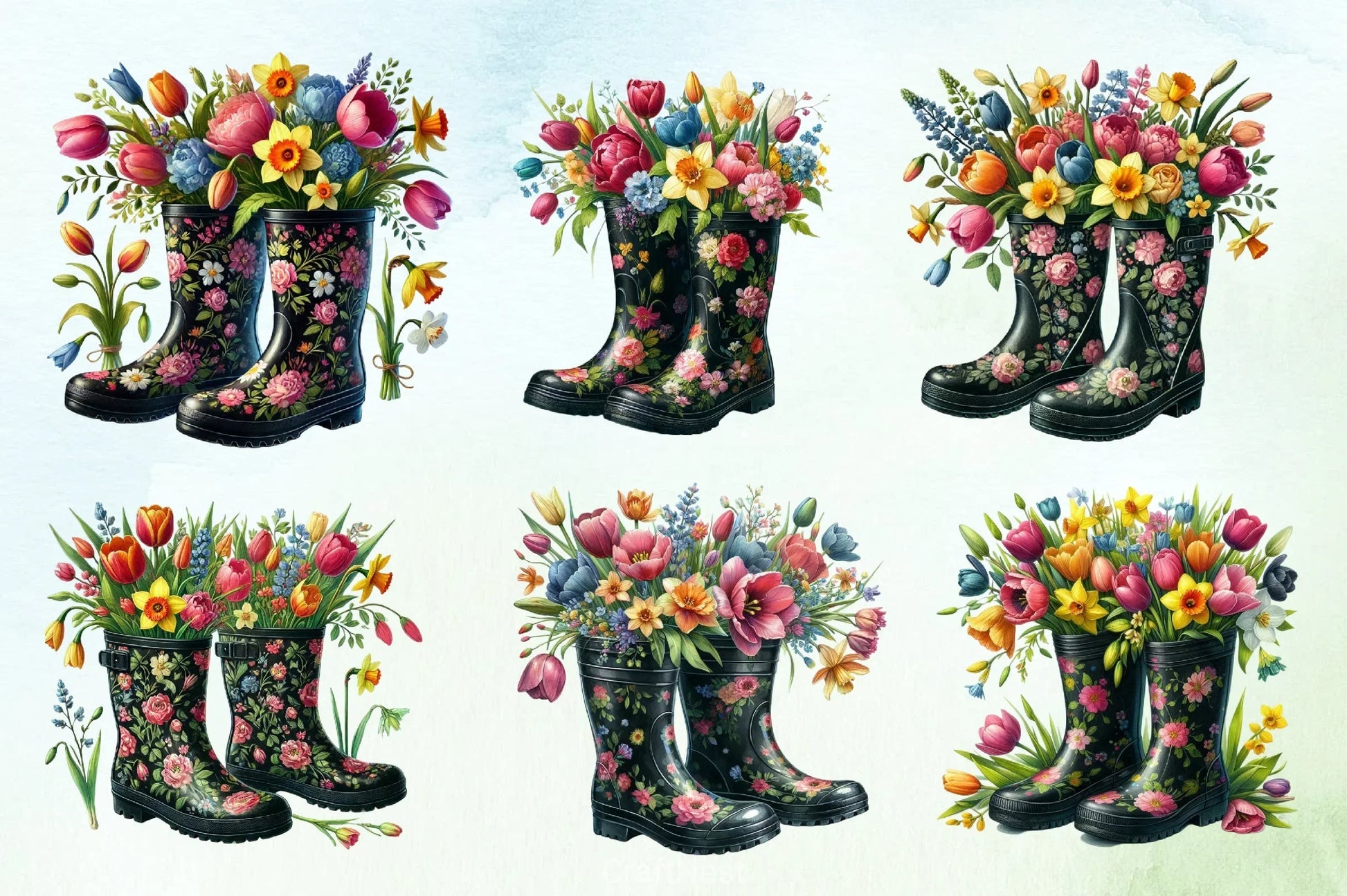 Spring Boots Flowers Clipart Bundle - CraftNest - Digital Crafting and Art