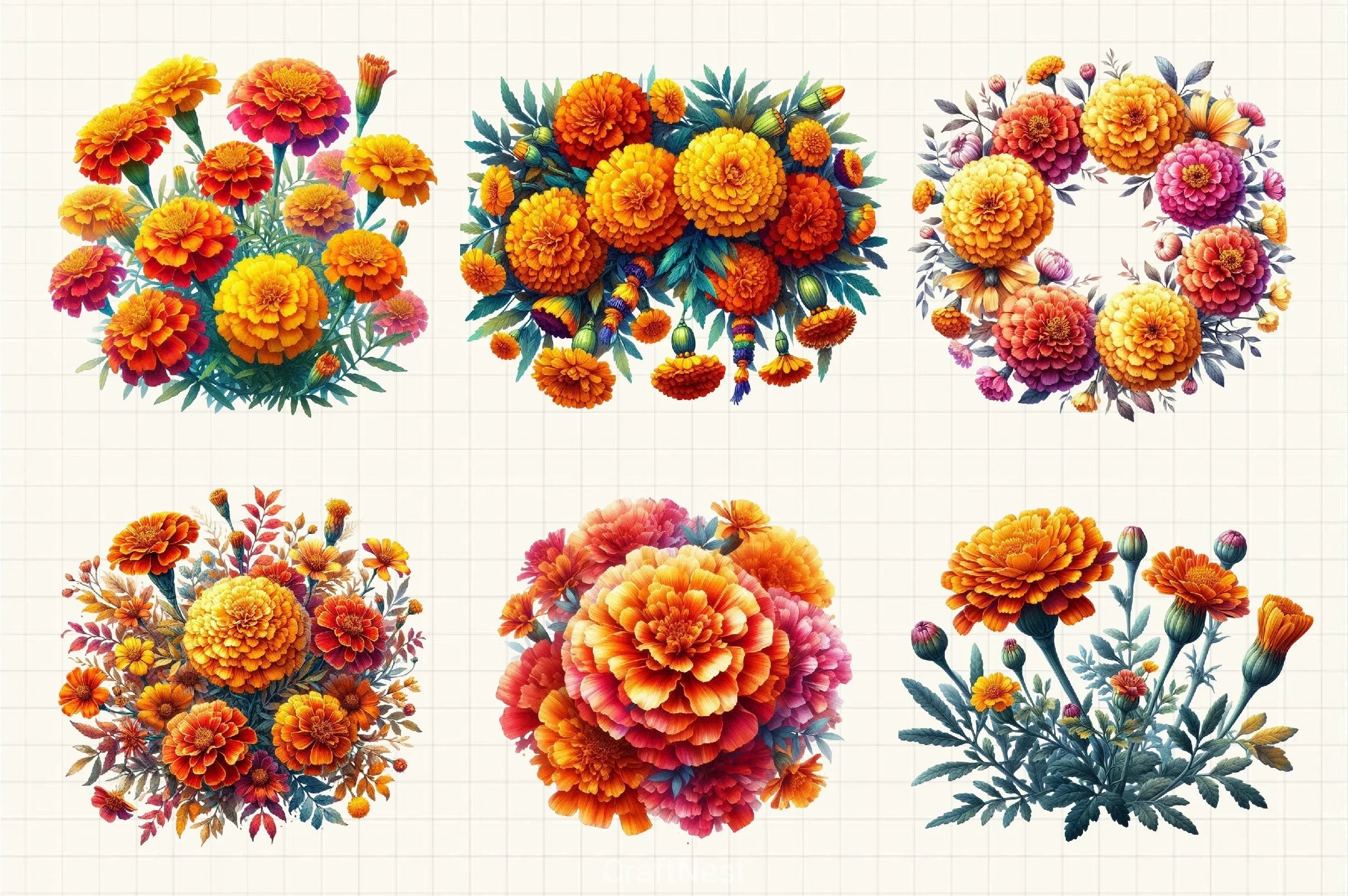 Marigold Clipart Bundle - CraftNest - Digital Crafting and Art