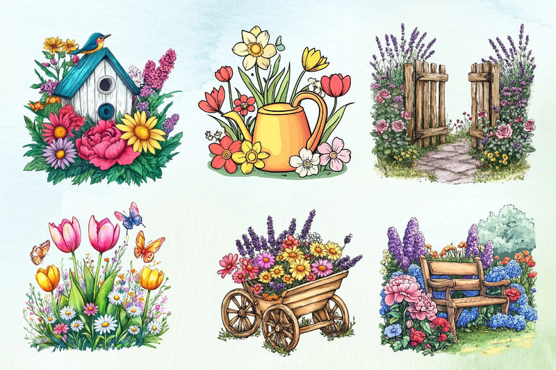 Spring Garden Clipart Bundle 2 - CraftNest - Digital Crafting and Art