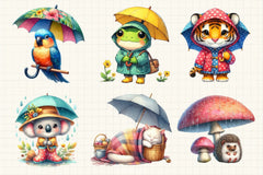 Rainy Day Animals Clipart Bundle - CraftNest - Digital Crafting and Art
