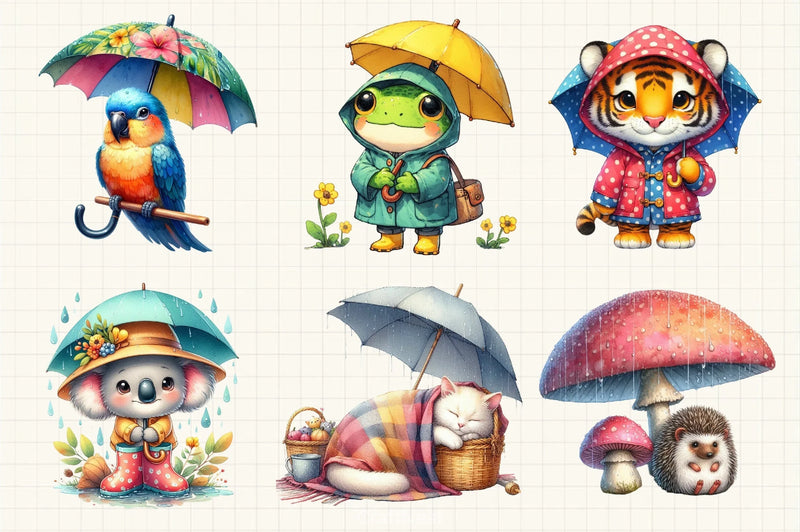 Rainy Day Animals Clipart Bundle - CraftNest - Digital Crafting and Art