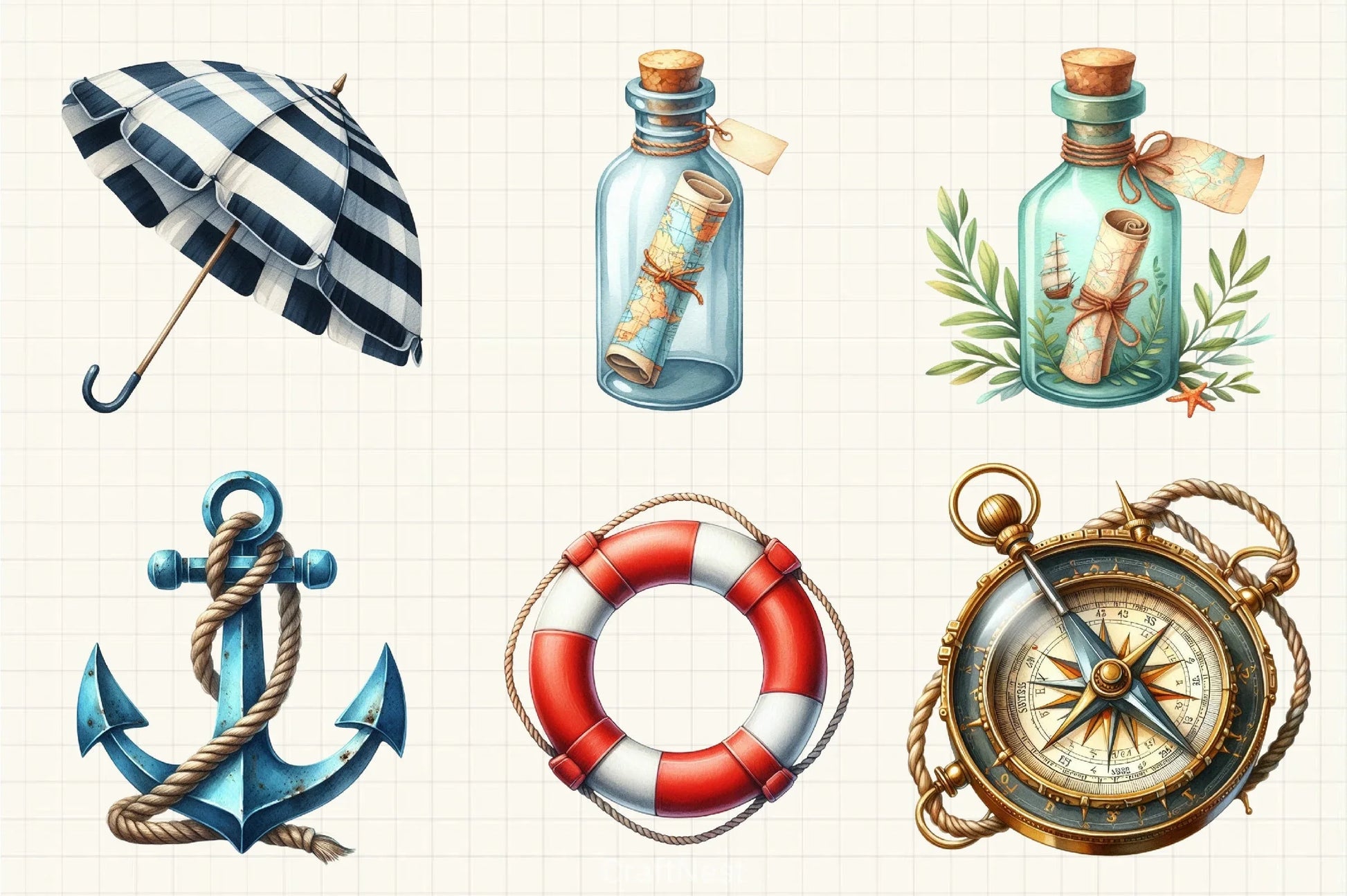 Nautical Summer Clipart Bundle - CraftNest - Digital Crafting and Art