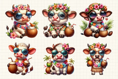 Hawaii Funny Cows Clipart Bundle - CraftNest - Digital Crafting and Art