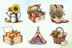 Happy Rustic Summer Clipart Bundle - CraftNest - Digital Crafting and Art