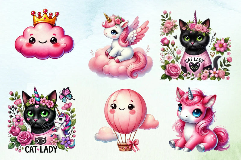 Cute Unicorn Clipart Bundle 16 - CraftNest - Digital Crafting and Art