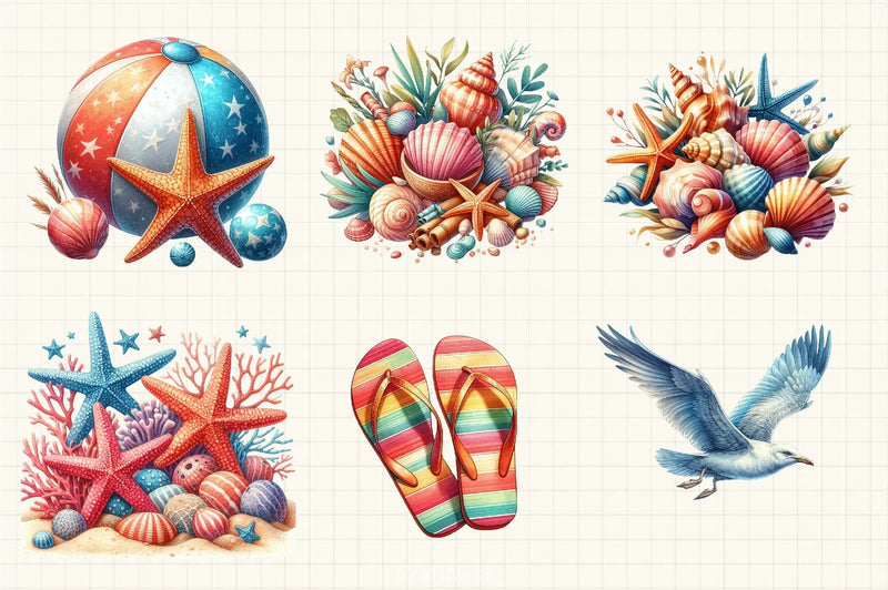 Coastal Summer Clipart Bundle - CraftNest - Digital Crafting and Art