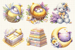 Yellow Lilac Baby Nursery Clipart Bundle - CraftNest - Digital Crafting and Art