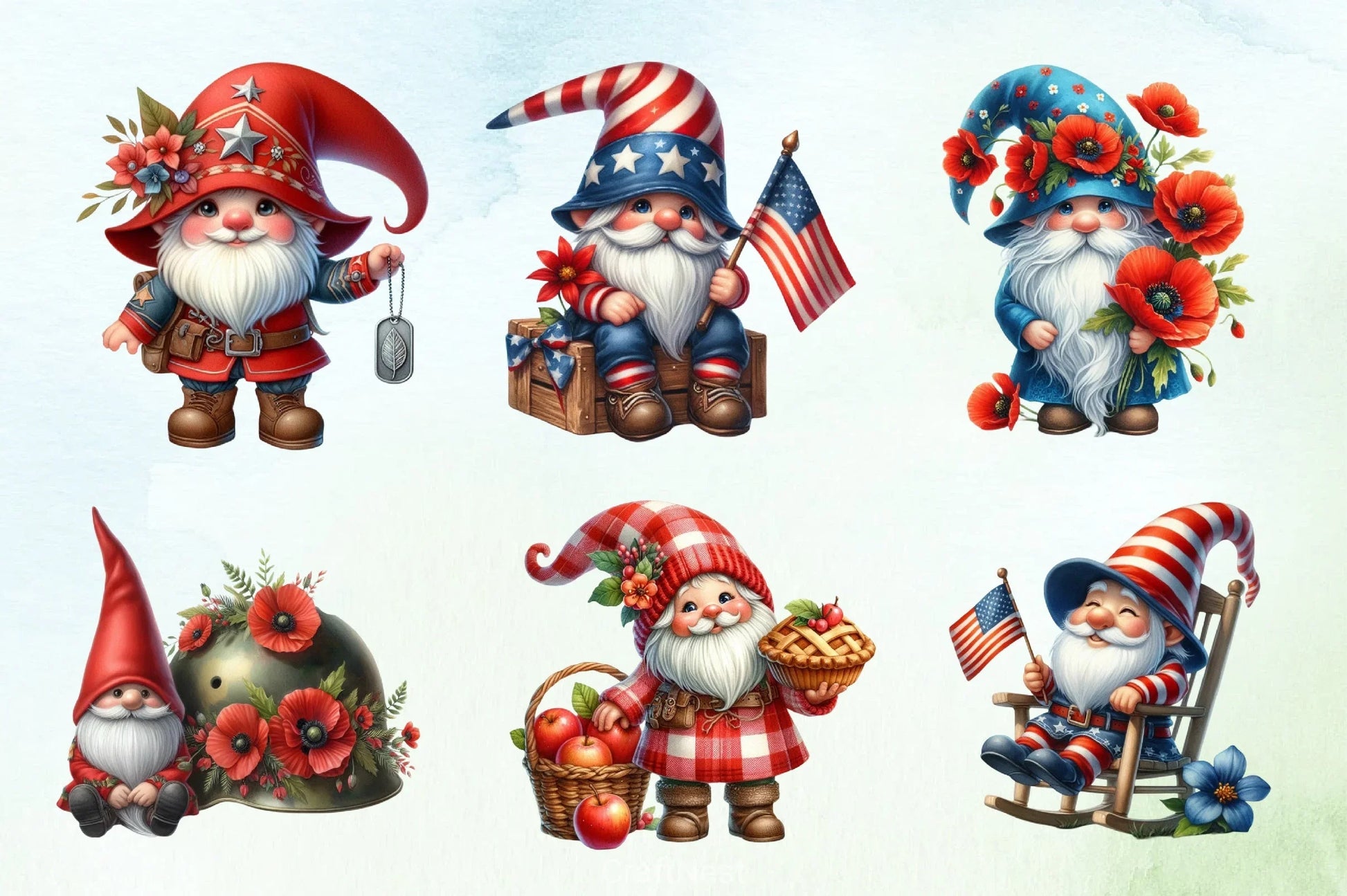 Memorial Day Gnomes Clipart Bundle 2 - CraftNest - Digital Crafting and Art