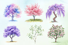 Pastel Spring Trees Clipart Bundle - CraftNest - Digital Crafting and Art
