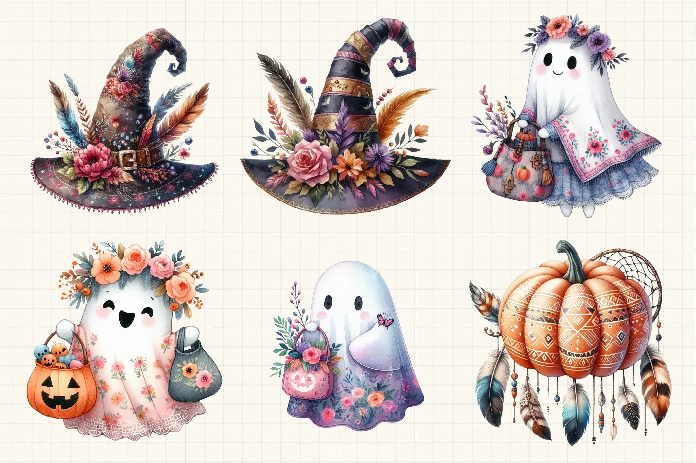 Boho Halloween Clipart Bundle - CraftNest - Digital Crafting and Art