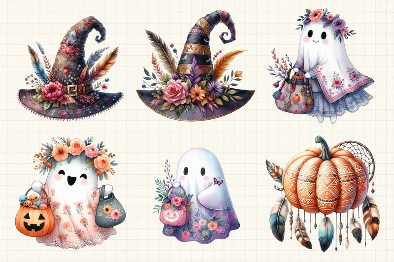 Boho Halloween Clipart Bundle - CraftNest - Digital Crafting and Art