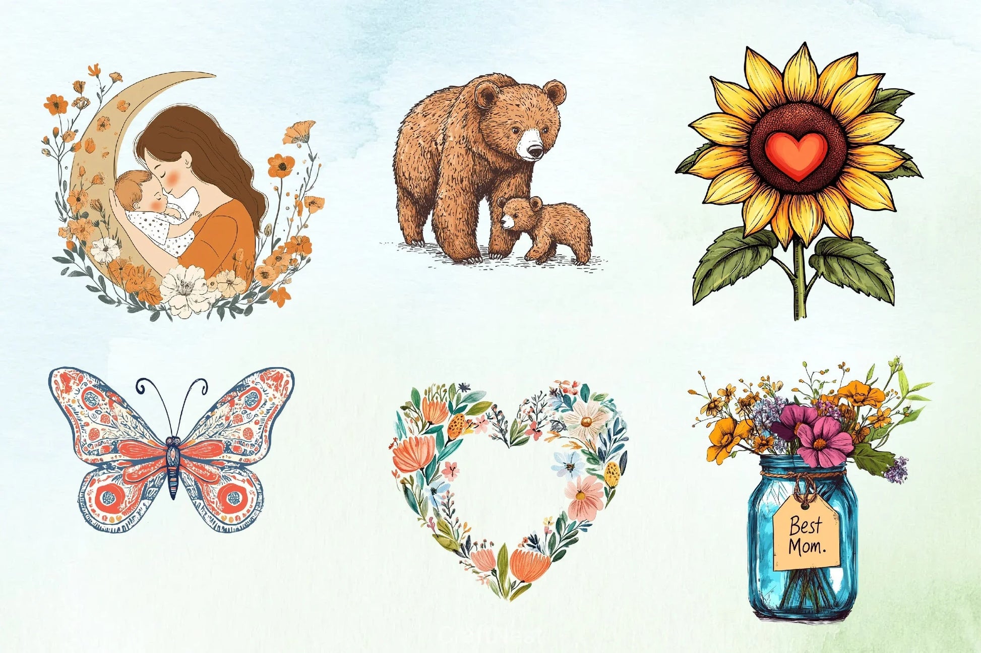 Boho Mother's Day Clipart Bundle - CraftNest - Digital Crafting and Art