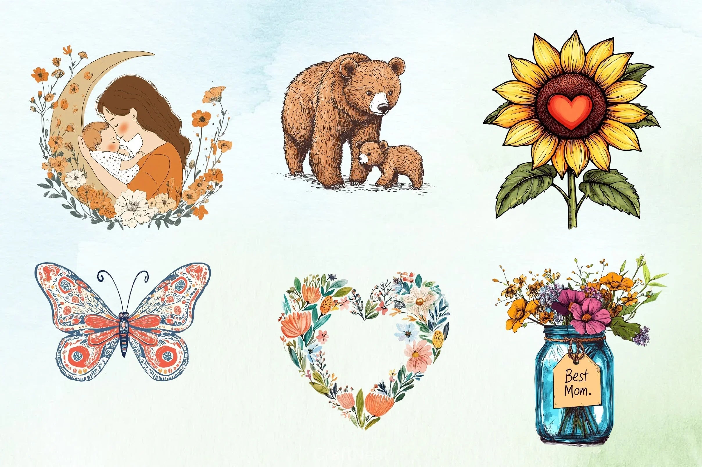Boho Mother's Day Clipart Bundle - CraftNest - Digital Crafting and Art