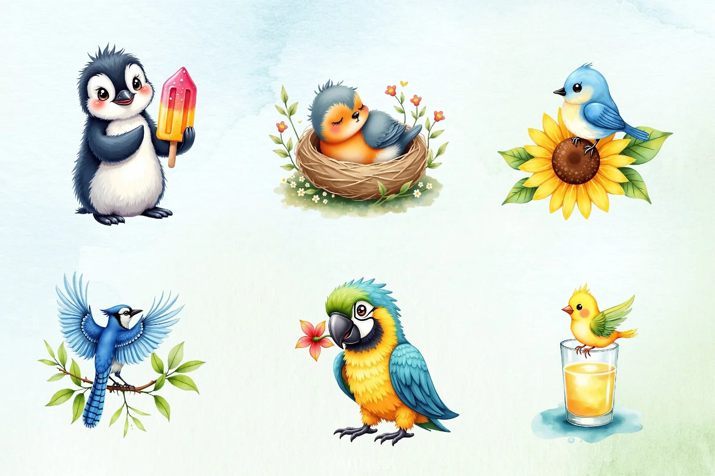 Summer Baby Birds Clipart Bundle - CraftNest - Digital Crafting and Art