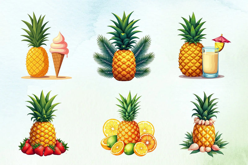 Pineapples Clipart Bundle - CraftNest - Digital Crafting and Art