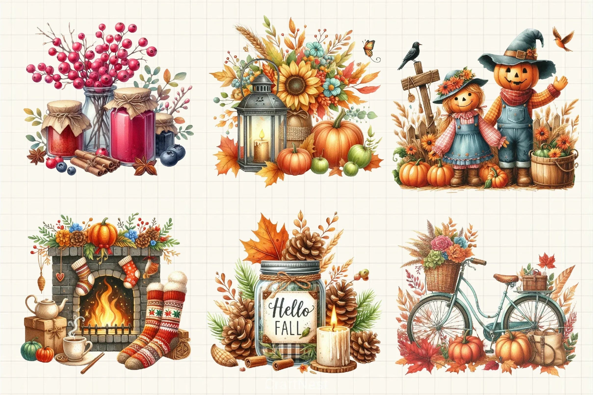 Hello Fall Clipart Bundle - CraftNest - Digital Crafting and Art