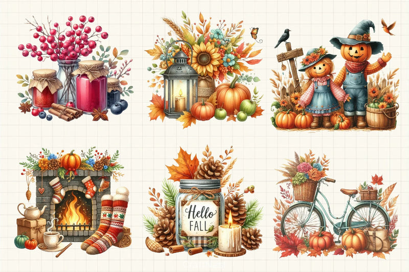 Hello Fall Clipart Bundle - CraftNest - Digital Crafting and Art