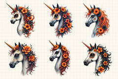 Halloween Sugar Skull Unicorn Clipart Bundle - CraftNest - Digital Crafting and Art