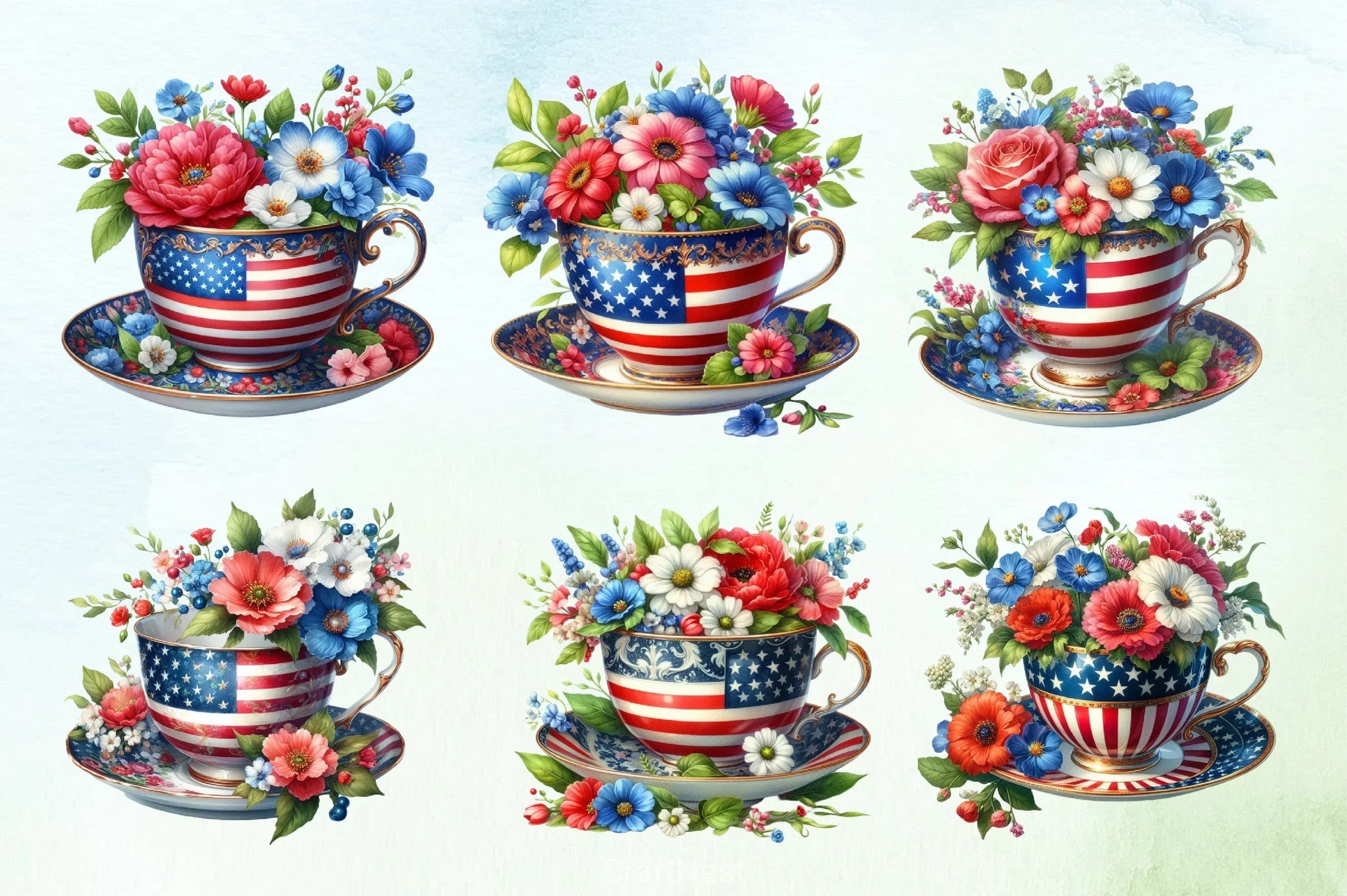 American Tea Cup Clipart Bundle - CraftNest - Digital Crafting and Art