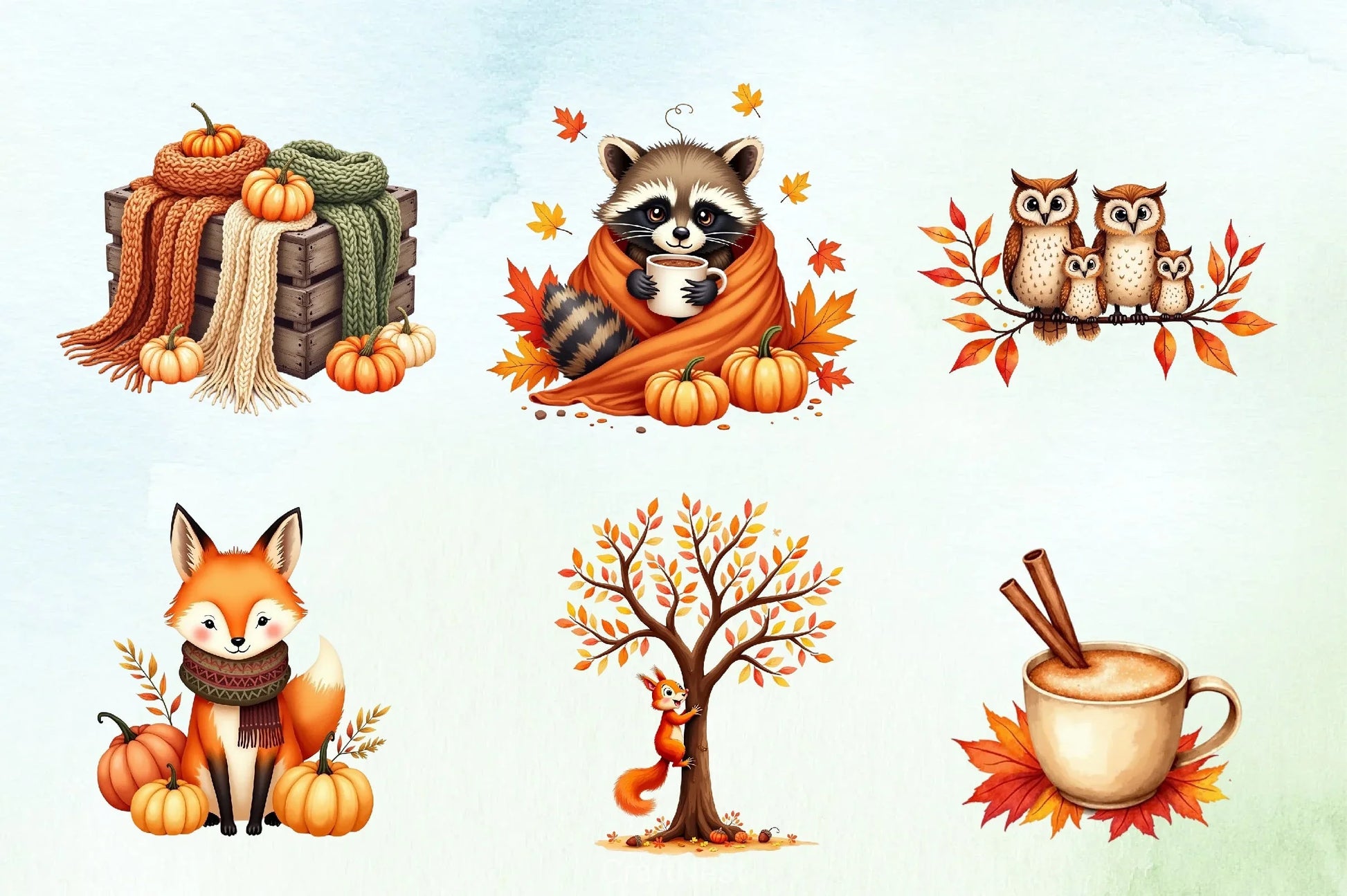 Cozy Fall Animals Clipart Bundle - CraftNest - Digital Crafting and Art
