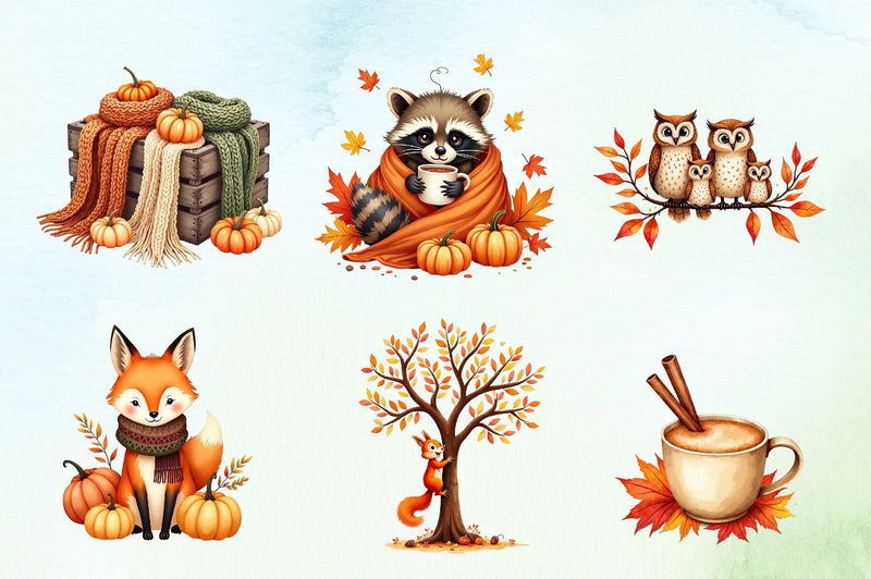 Cozy Fall Animals Clipart Bundle - CraftNest - Digital Crafting and Art