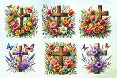 Floral Cross Clipart Bundle 1 - CraftNest - Digital Crafting and Art