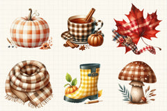 Gingham Autumn Clipart Bundle 7 - CraftNest - Digital Crafting and Art