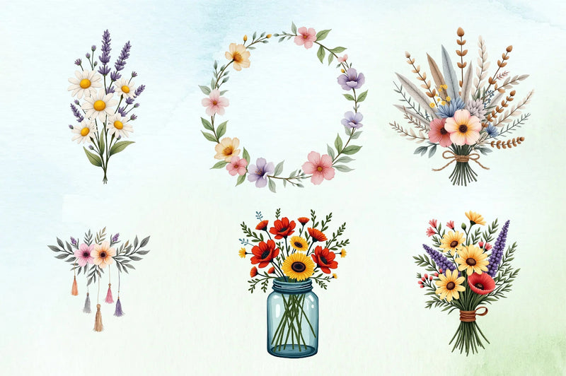 Boho Wildflower Dream Clipart Bundle - CraftNest - Digital Crafting and Art