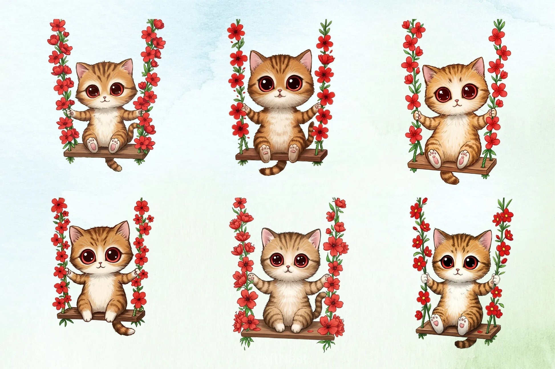Spring Cat Clipart Bundle 3 - CraftNest - Digital Crafting and Art