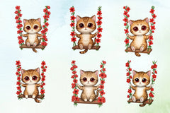 Spring Cat Clipart Bundle 3 - CraftNest - Digital Crafting and Art