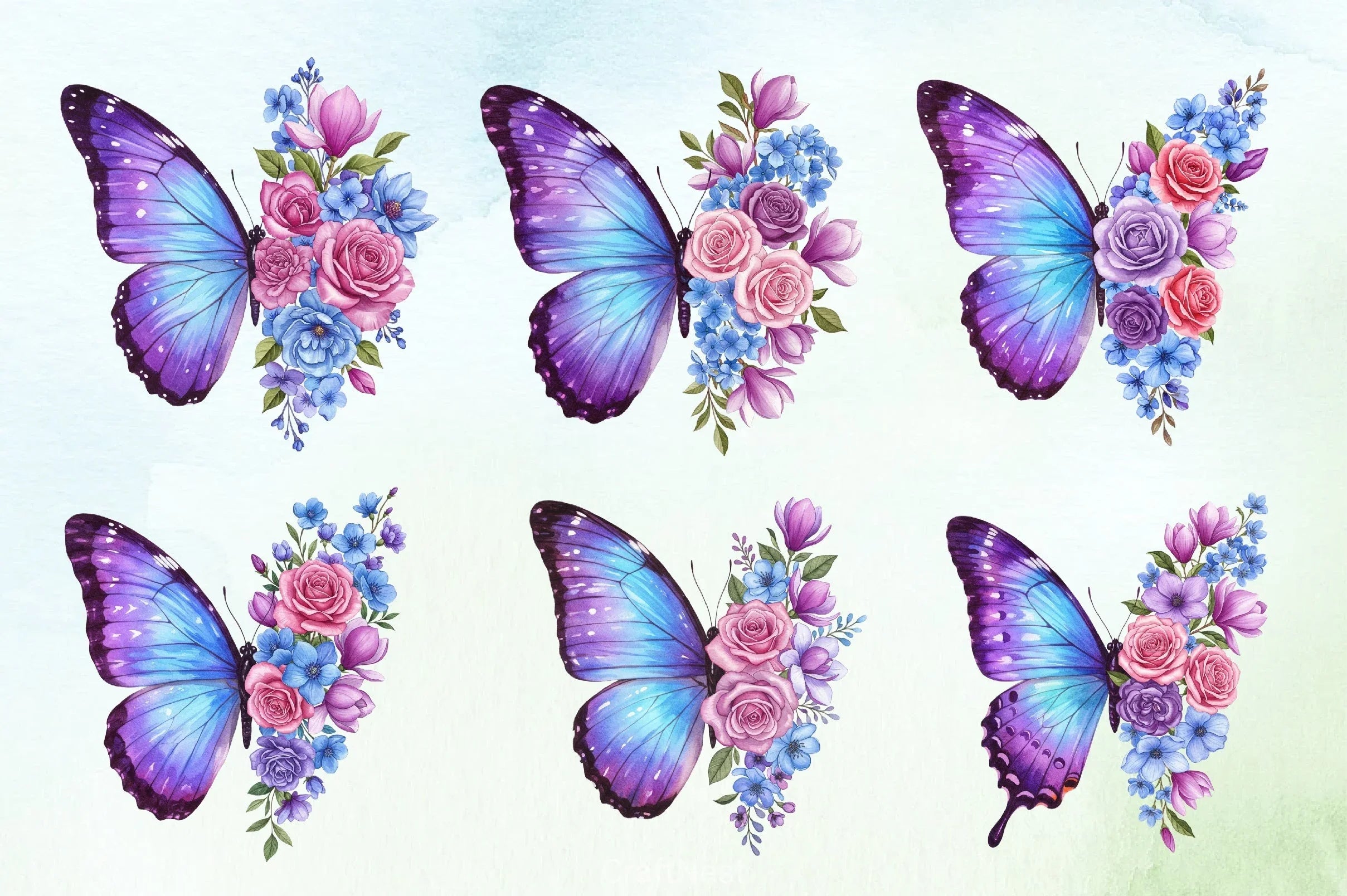 Butterfly Flowers Clipart Bundle 9 - CraftNest - Digital Crafting and Art