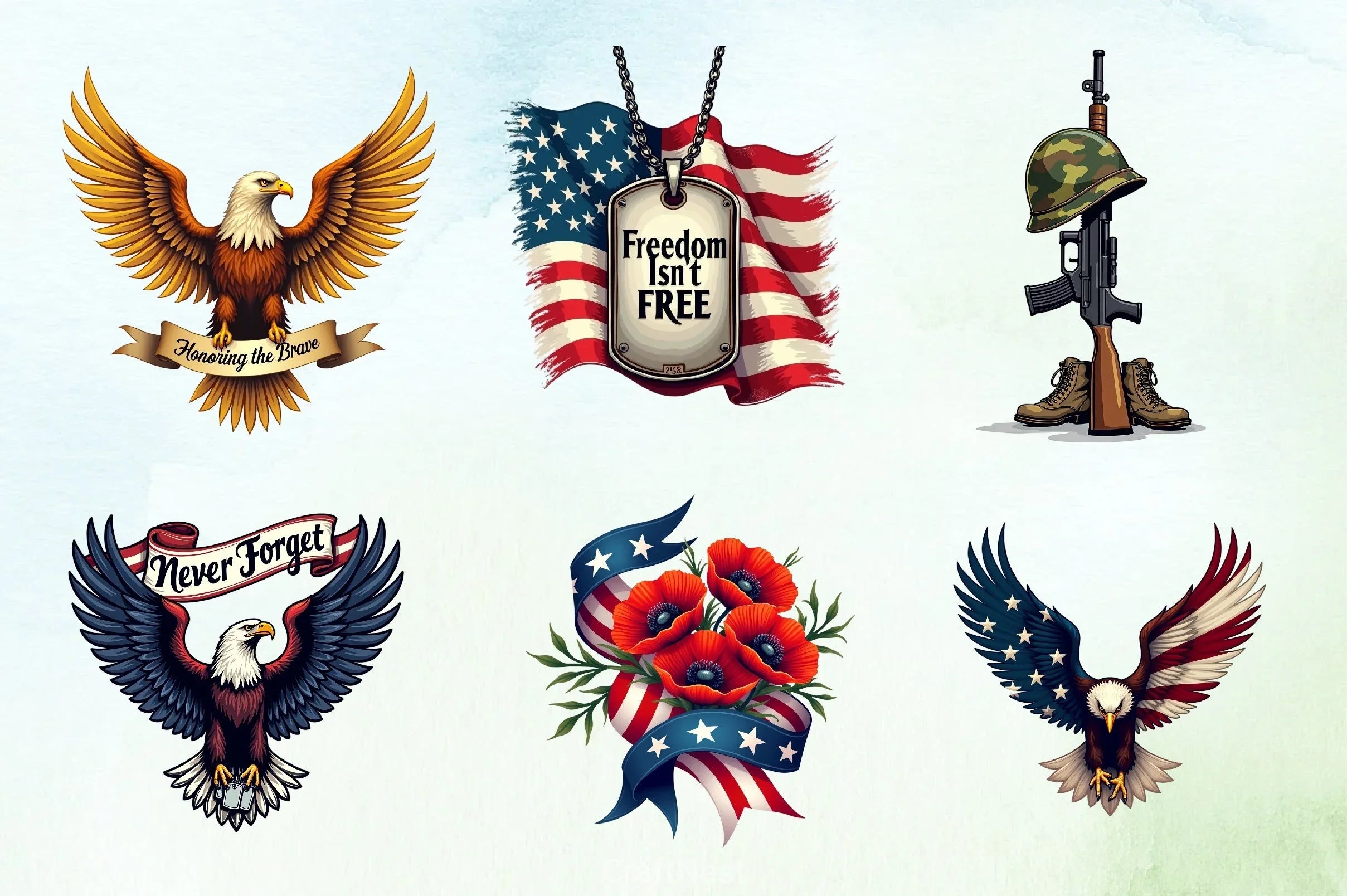 Never Forget Memorial Day Clipart Bundle - CraftNest - Digital Crafting and Art