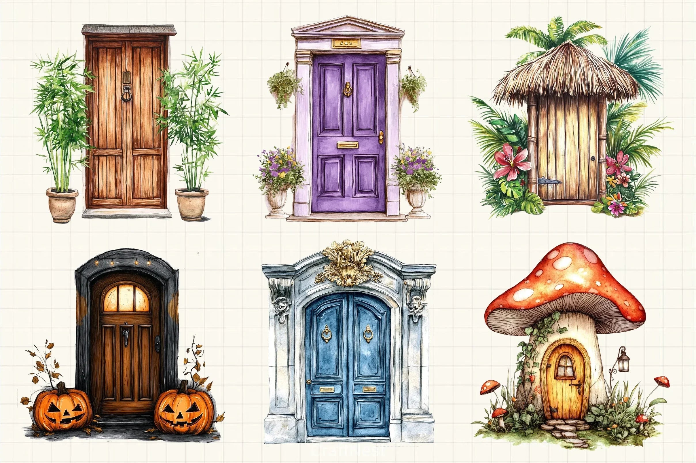 Door Clipart Bundle 1 - CraftNest - Digital Crafting and Art