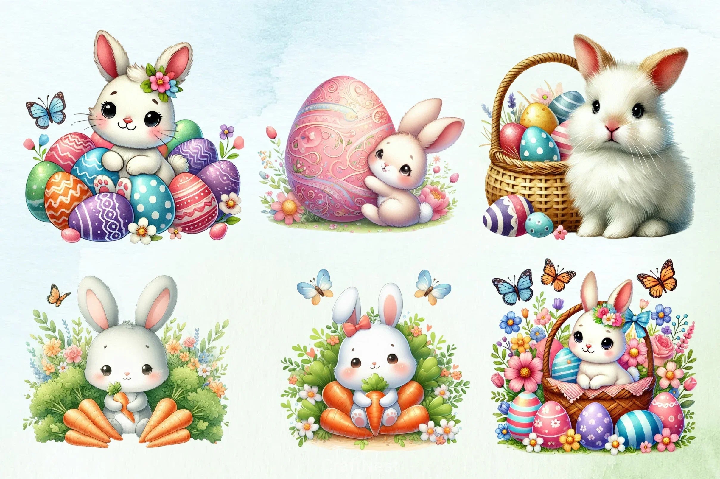 Peeking Bunny Clipart Bundle - CraftNest - Digital Crafting and Art