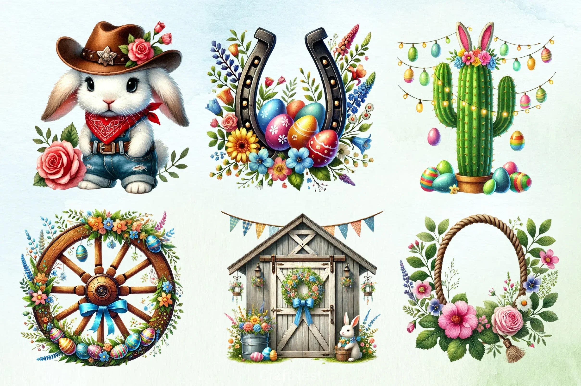 Western Easter Coquette Clipart Bundle - CraftNest - Digital Crafting and Art
