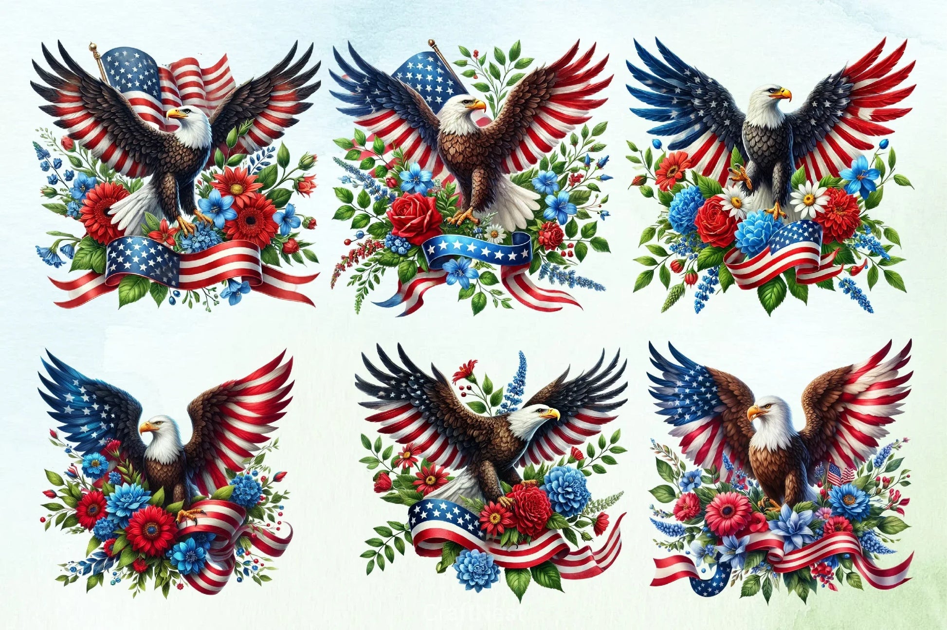 4th of July Eagle Clipart Bundle - CraftNest - Digital Crafting and Art