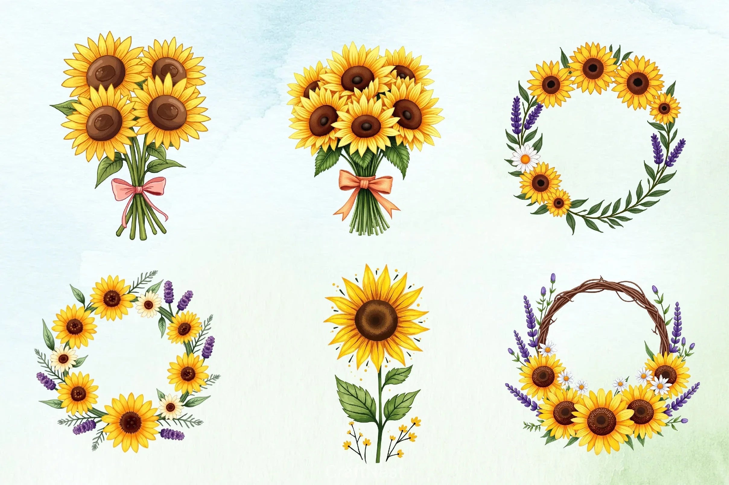 Spring Sunflower Clipart Bundle  4 - CraftNest - Digital Crafting and Art