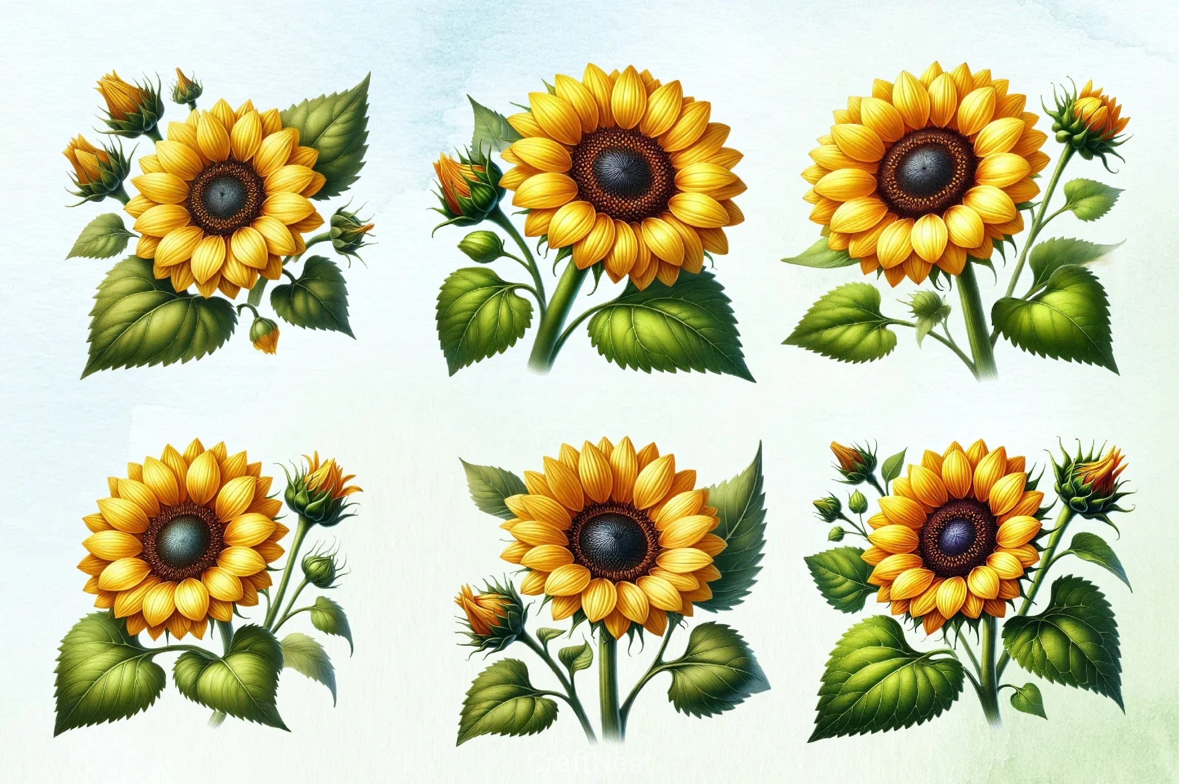 Vibrant Sunflower Clipart Bundle - CraftNest - Digital Crafting and Art