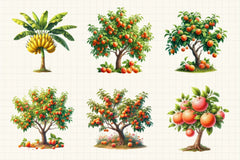 Fruit Trees Clipart Bundle - CraftNest - Digital Crafting and Art