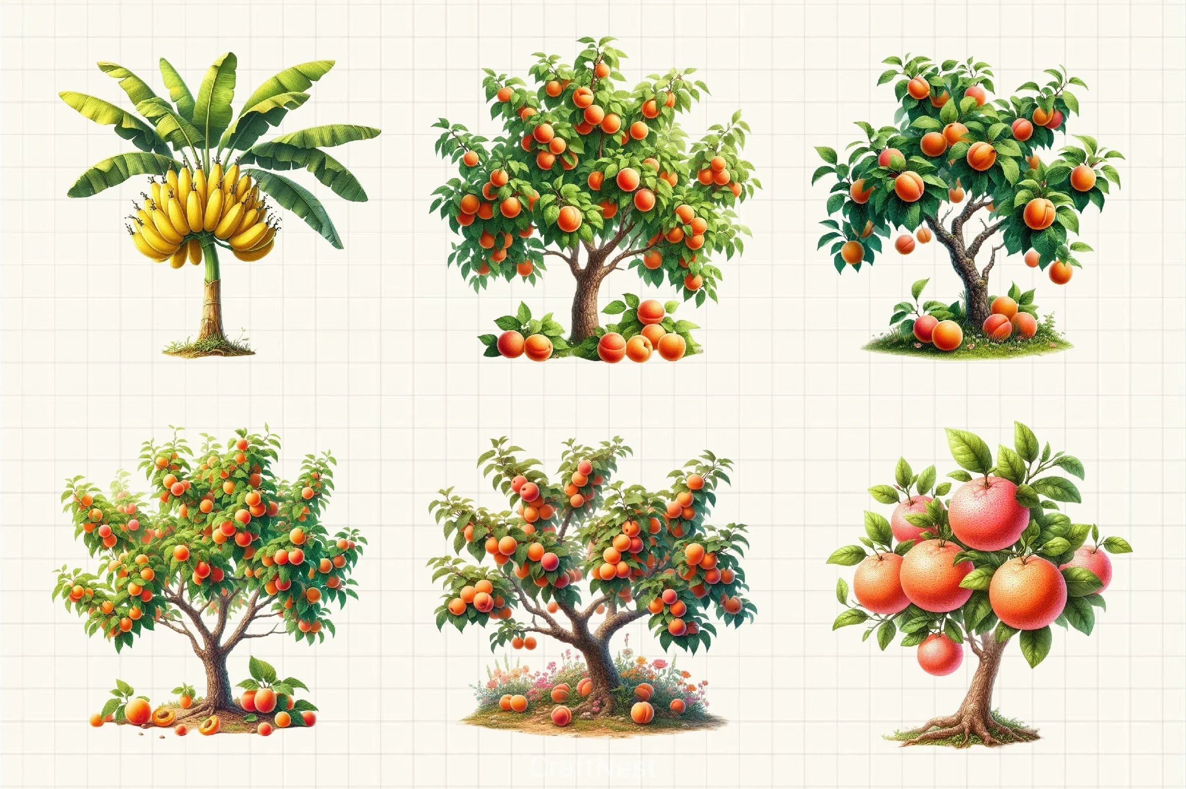 Fruit Trees Clipart Bundle - CraftNest - Digital Crafting and Art