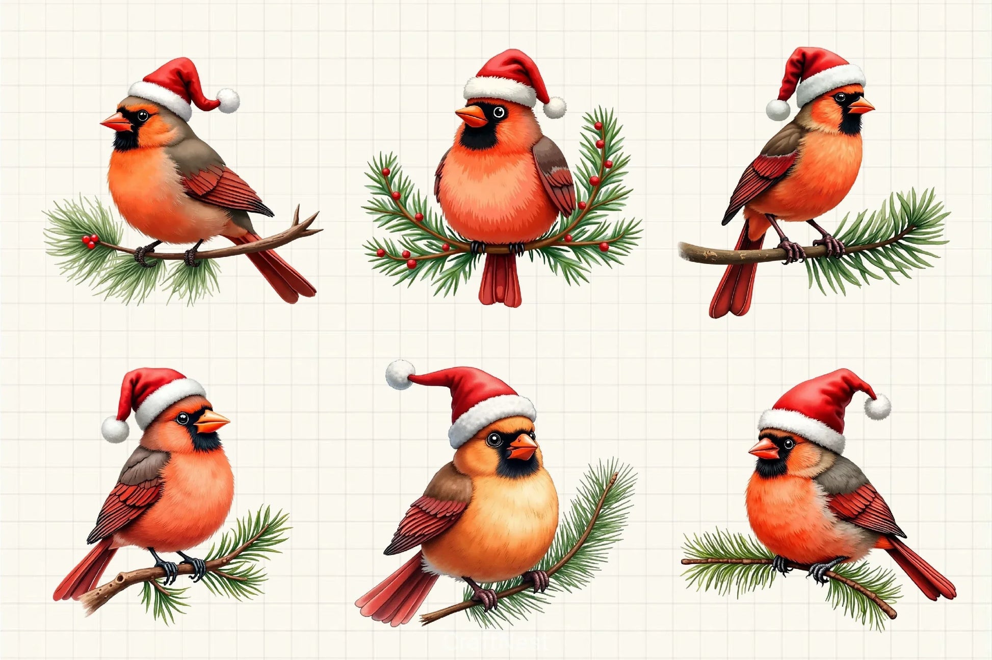 Christmas Birds Clipart Bundle - CraftNest - Digital Crafting and Art
