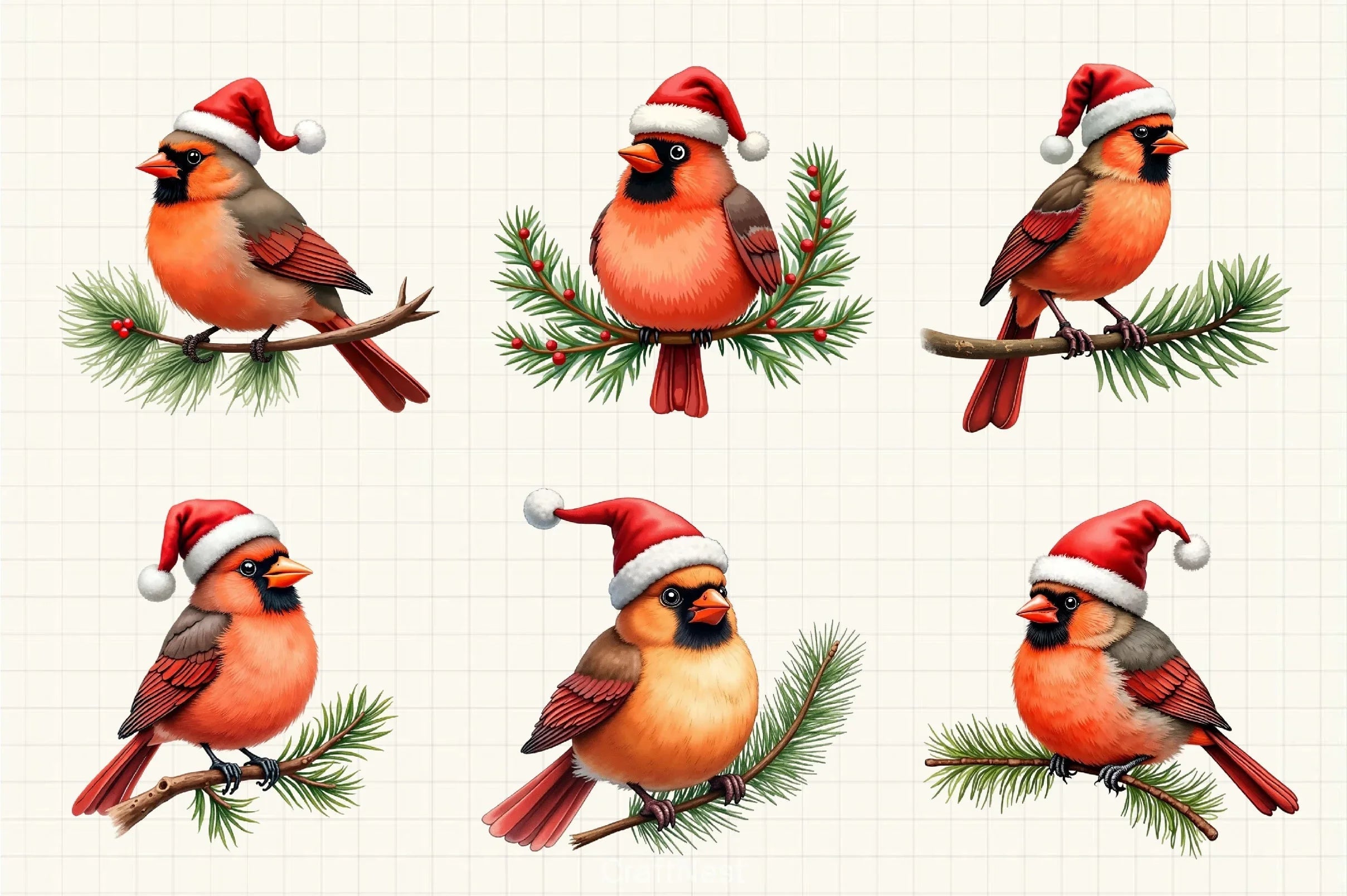 Christmas Birds Clipart Bundle - CraftNest - Digital Crafting and Art
