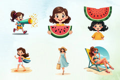 Summer Girl Clipart Bundle - CraftNest - Digital Crafting and Art
