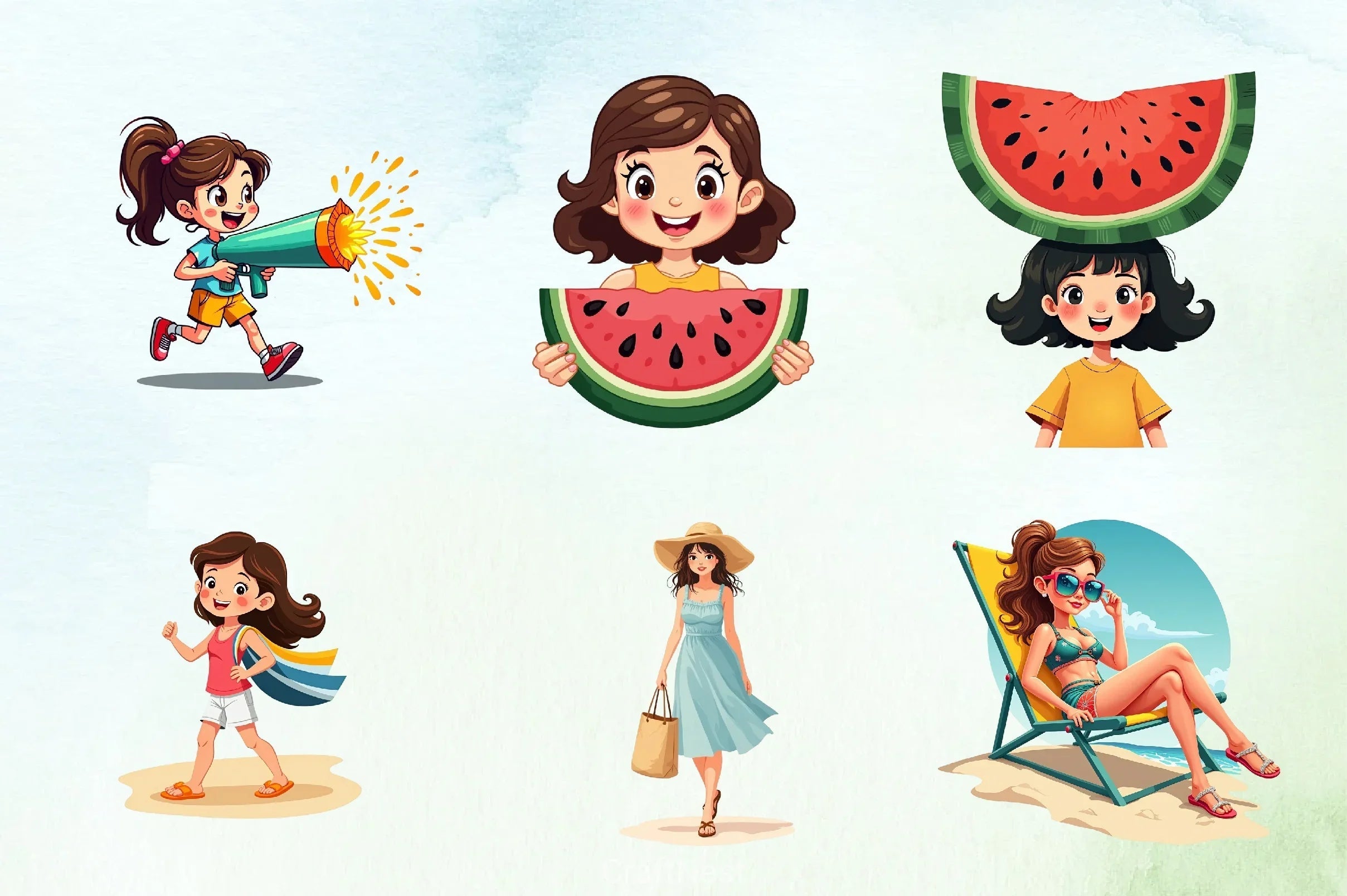 Summer Girl Clipart Bundle - CraftNest - Digital Crafting and Art